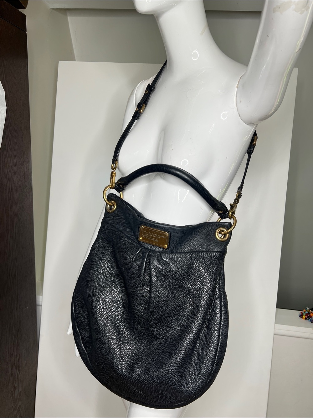 Marc by Marc Jacobs Black Leather Marchive Hilli Hobo Bag Double Strap